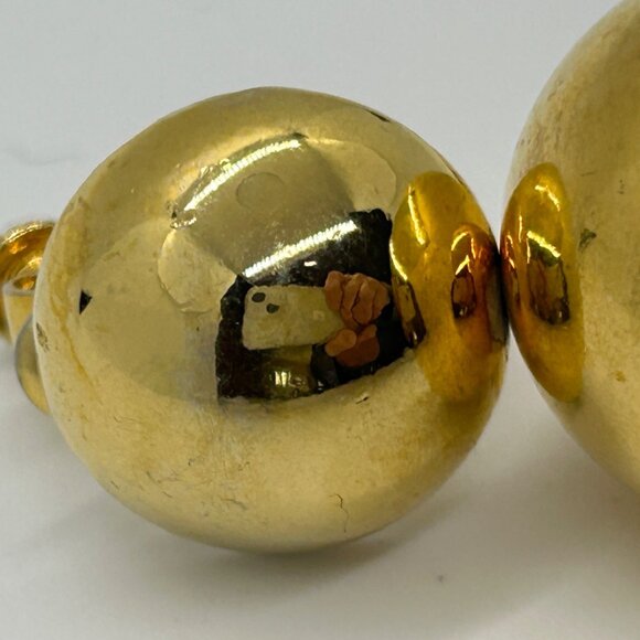 Vintage Gold-tone Double Ball Earrings Screw Back Statement 1960 Mod Design MCM - Picture 10 of 13